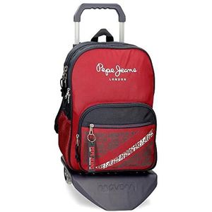 Pepe Jeans Clark Bagage - Messenger Bag voor jongens, Rood, Rugzak 40 + trolley