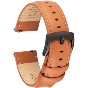 OTTOODY Horlogebandje van leer, met snelsluiting, leverbaar in breedtes 18, 19, 20, 21, 22 mm - Stijlvolle horlogeband, volnerf leer, voor dames en heren, voor smartwatch en horloge, Lichtbruin