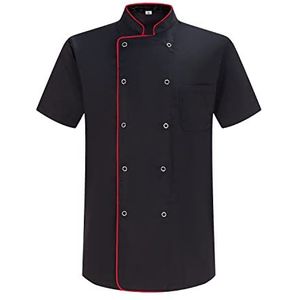 Misemiya - Chefjack voor heren - Chef-jas voor heren - Homese-uniform -Ref.8421B, keukenjas 6821b - zwart, 3XL, Keukenjas, 6821b, zwart