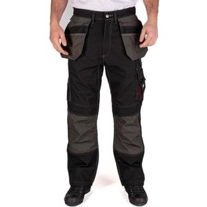 Lee Cooper Workwear contraste Hommes Multi & Holster Pocket genouillères travail de sécurité Pantalon cargo Pantalon, Noir/Gris, Taille 36"" Taille normale 31"" Leg