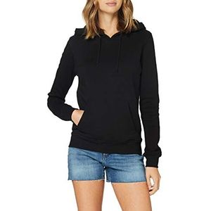 Build Your Brand Dames capuchontrui van 100% biologisch katoen voor vrouwen, dames organic Hoody sweatshirt in zwart of wit, maten XS - 5XL, zwart.