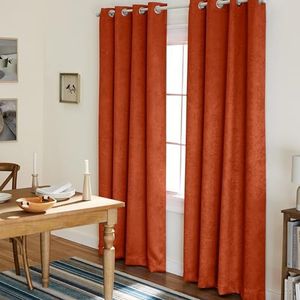 Exclusive Home Curtains Oxford verduisteringsgordijn met oogjes, 2 stuks, oranje, Meco, 132 x 213 cm, 2 stuks