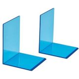 Maul Hoogwaardige acryl boekensteunen (10x10x13cm, blauw)
