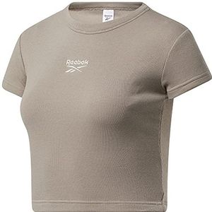 Reebok Geribbeld dames T-shirt, Boulder Grey, L, Boulder Grey