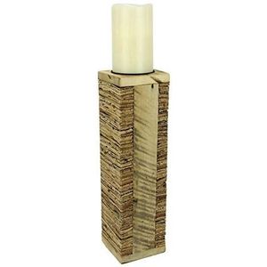 Flair Flower 706786N Kandelaar Kerstmis kurk decoratie kandelaar Kerstmis hout Pillar kandelaar Landhuis antiek bruin 10 x 10 x 35 cm