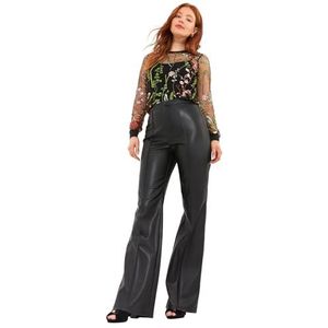 Joe Browns Pantalon large en similicuir pour femme, Noir, 44