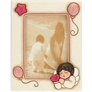 THUN - Fotolijst voor de tafel, klein meisje met engel – kinderen, slaapkamer – keramiek – 16 x 2,1 x 20,5 cm H; 9,2 x 13,6 cm foto