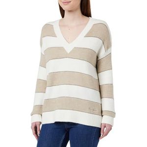 Pepe Jeans Pull à rayures Felice pour femme, Blanc (Mousse White), L