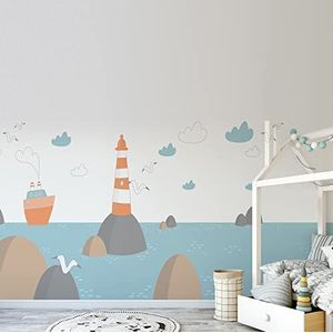 Muursticker voor kinderen, zee, afmetingen: 100 x 280 cm, decoratie voor de kinderkamer, gemaakt in Italië, muursticker, zeelandschap, muursticker, reuzenzee
