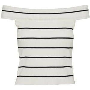 VERO MODA Vmwillow Off Shoulder Top Ga gebreide damestop, Berken/strepen: zwart