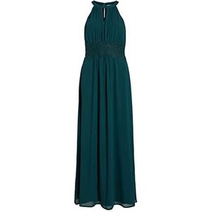 VILA Vimilina Halterneck Maxi Jurk/Su - Noos damesjurk, Ponderosa Pine/detail: elastisch