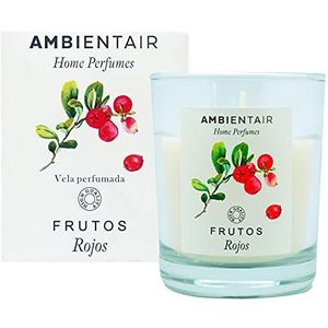 Ambientair Home Parfum Geurkaars, rode vruchten, luchtverfrisser, geurkaars, geurkaars voor thuis, aromatherapie, glazen kaars voor binnen, 30 uur