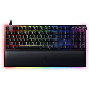 Razer Huntsman V2 Analoog gamingtoetsenbord, optische schakelaar, analoog, Chroma RGB-verlichting, magnetische pluche polssteun, speciale mediatoetsen en wijzerplaat, klassiek zwart