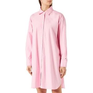 Tommy Hilfiger Org Co Solid Knee Shirt Jurk Overhemden Dames Klassiek Roze, 34, Klassiek roze