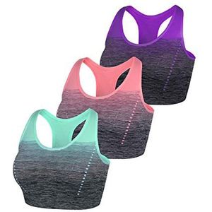 Sykooria Sportbeha voor dames, gemiddelde ondersteuning zonder beugel, racerback, afneembare bekleding, yoga, gym, hardlopen, 3 stuks, M, 3-delige set