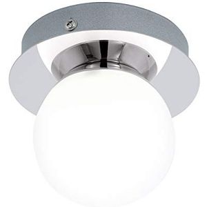 EGLO MOSIANO LED plafondlamp badkamer lamp badkamer lamp badkamer lamp roestvrij staal chroom glas opaal mat wit LED warm wit IP44 D 11cm