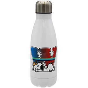 Snoopy CyP Brands Waterfles van roestvrij staal met luchtdichte sluiting, letter W, 550 ml, wit