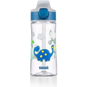 SIGG Miracle Dinosaur Friend drinkfles voor kinderen, met één hand te gebruiken, met lekvrije sluiting, herbruikbare drinkfles van duurzaam Tritan, blauw, 0,45 l