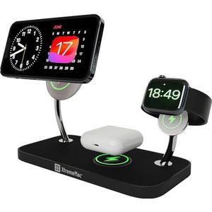 XtremeMac® X-MAG Pro MagSafe 3-in-1 high-speed laadstation (Apple gecertificeerd), oplader voor iPhone 12, 13, 14 en 15 (15 W), Apple Watch (5 W), AirPods (5 W) - gelijktijdig snel opladen