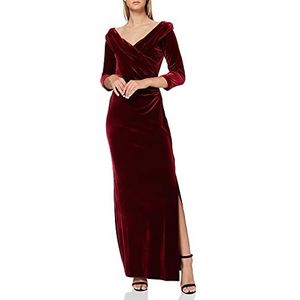 Gina Bacconi Dames Velvet Maxi jurk cocktailjurk dames, Bordeaux