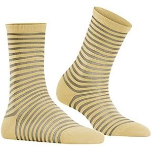 FALKE Flash Rib Sokken voor dames, katoen, wit, zwart, meer elegante kleuren, versterkt, met fantasiemotief, fijne strepen, 1 paar, geel (Mimosa 1025)