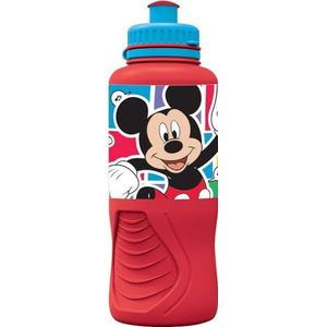 Disney Mickey Mouse Mickey Mouse Goofy Donald Duck 400 ml plastic drinkfles rood met druppelsluiting en antislip band