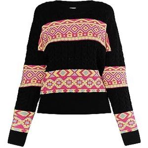 NINDIE Pull pour femme, Noir et multicolore., M-L
