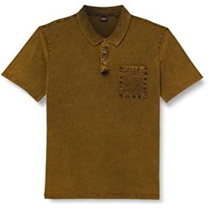 BOSS PeAcid Poloshirt voor heren, van gewassen katoen met borstzak, Beige open 288