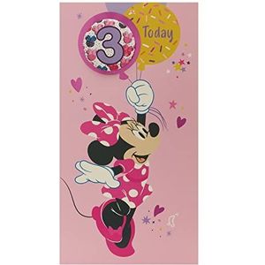 UK Greetings Disney 3e verjaardag kaart voor meisjes met envelop - motief: Minnie Mouse