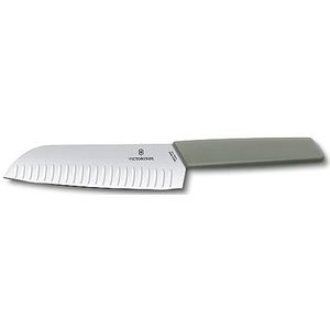 Victorinox Swiss Modern Santokumes 17 cm - Kuiltjes - Olijfgroen