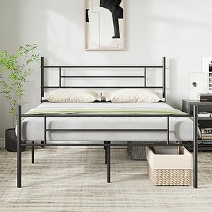 Novilla Bedframe, platform van metaal, voor matrassen van 90 x 200 cm, hoogte van opslag onder het bed 31,4 cm, metalen frame, geen lattenbodem nodig, eenvoudige montage, zwart