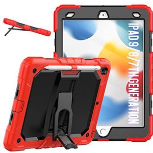 Beschermhoesje voor iPad 9e generatie/iPad 8e generatie/iPad 7e generatie 10.2 inch 2021.2020/2019 3 in 1 Kickstand Shock Proof beschermhoes voor iPad 10.2 inch rood