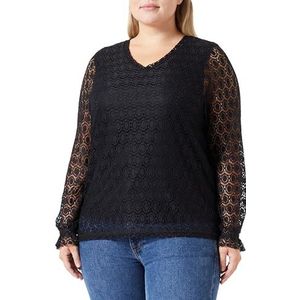 ONLY CARMAKOMA Caremila Ls Lace Top Jrs Damesblouse met lange mouwen, zwart.