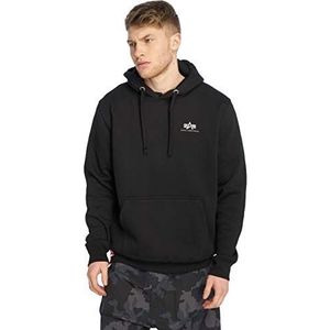 ALPHA INDUSTRIES heren basic hoodie klein logo, zwart.