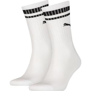 PUMA Unisex Crew Heritage Stripe Socks (2 stuks) uniseks sokken (1 stuk), Wit