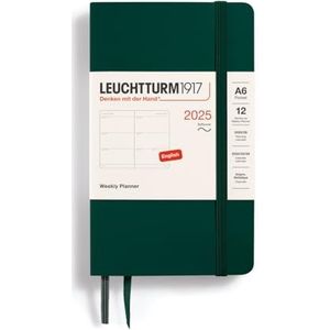 LEUCHTTURM1917 370685 Zakagenda 2025, A6, softcover, 12 maanden, gelinieerd, bosgroen