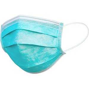 XQISIT 50 stuks draagbare gezichtsmaskers, 3-laags ademend en comfortabel masker met oorlusfitting - blauw