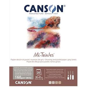 CANSON Mi-Teintes – blok met 20 vellen tekenpapier, 32 x 41 – 160 g/m² – grijstinten