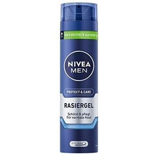 Nivea Men Protect & Care Scheergel (200 ml), bescherming en verzorging voor een zachte scheerbeurt, huidvriendelijke scheergel voor mannen, met aloë vera en panthenol