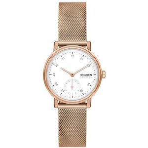 Skagen Damesriem Lille, zoetekauw Sub-Sekunde, roestvrij staal met 32 mm heupmaat en leer of roestvrijstalen band, Rose Gold., Modern