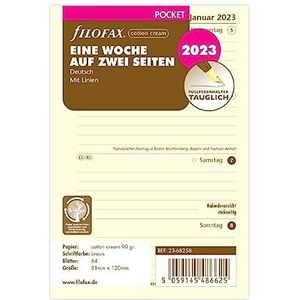 Filofax Pocket 1 week op 2 pagina's katoen crème (Duits) 2023