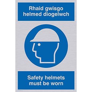 Viking Signs Rhaid Gwisgo Helmed Diogelwch/Safety Helmen moet worden gedragen, 300 mm x 200 mm (H x B)