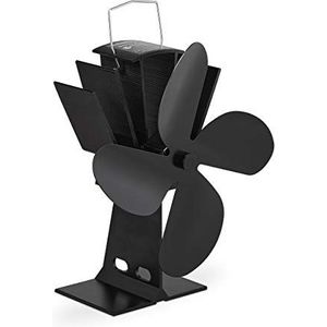 Relaxdays kachelventilator voor houtkachel - zonder stroom - haardventilator - 4 rotorbladen - zwart