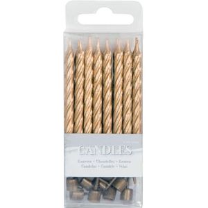 Folat Goudkleurige taartkaarsen, 16 stuks, decoratie voor cupcakes, muffins en taarten