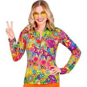 Widmann Damesblouse uit de jaren 60, hippie, reggae, flower power, disco fever, schlagermove