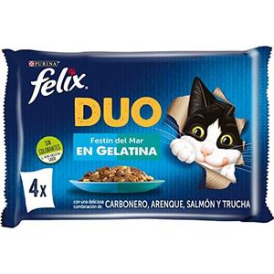 PURINA Felix Purina Felix Fantastic Duo Delice kattenvoer zak vis soort 12 x [4 x 85 g]
