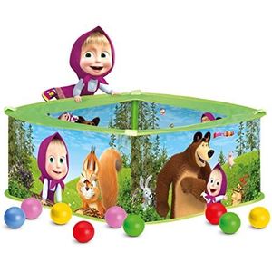 Mascha und der Bär Ballenbad met kleurrijke ballen, speelgoed voor kinderen (vierkante ballenbak met 50 kleurrijke ballen, geschikt vanaf 18 maanden, 75 x 75 x 30 cm)