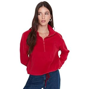 Trendyol Effen sweatshirt met opstaande kraag trainingspak dames, bordeaux, M, Bordeaux