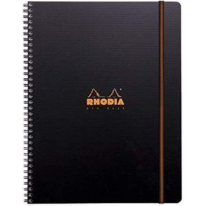 RHODIA 119930C - Spiraalnotitieboek (volledige binding) Probook zwart - A4 22,5 x 29,7 cm - kleine ruitjes - 160 afneembare pagina's perf. 4 gaten - Clairefontaine papier 90 g/m² - omslag van