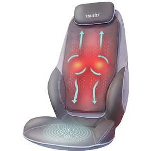 HoMedics ShiatsuMax Elektrische massagestoel - shiatsu rug-, schouder- en beenmassage met warmte- en trilfunctie, 14 programma's, afstandsbediening en instelbare intensiteit - grijs